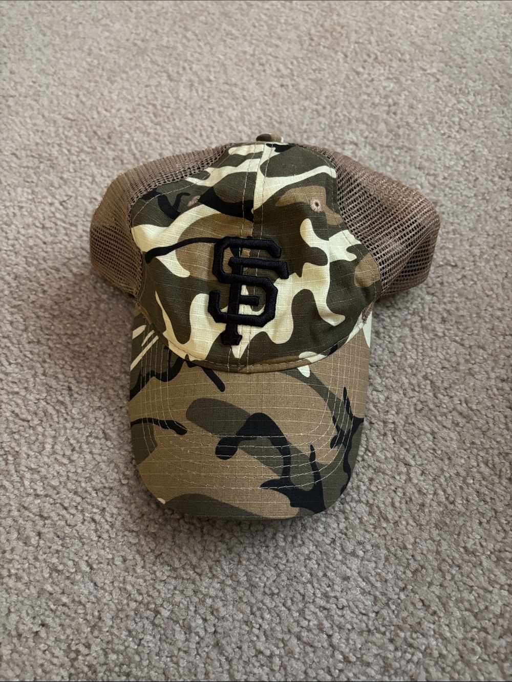 Melonwear- SF Giants Camouflage Trucker Hat with Embroidered 'SF' Logo